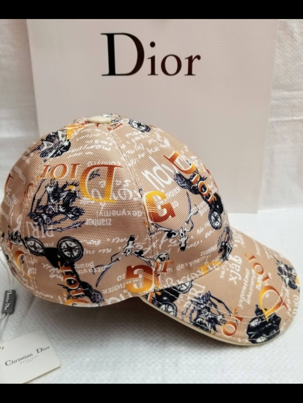 Dior Peach Logo Print Baseball Cap